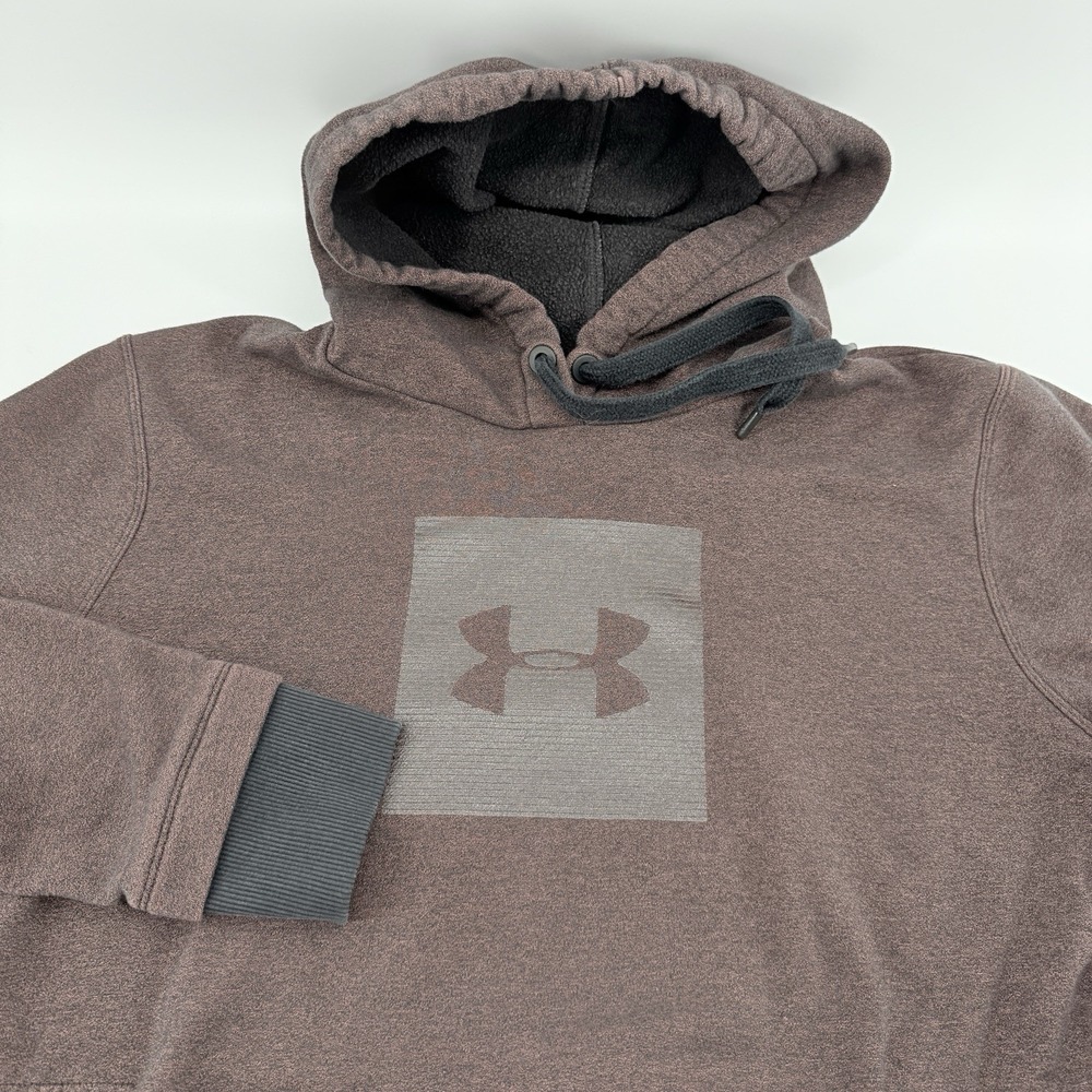 UNDER ARMOUR Pullover Hoodie Men XL LooseFleece Lined Threadborne Maroon Heather